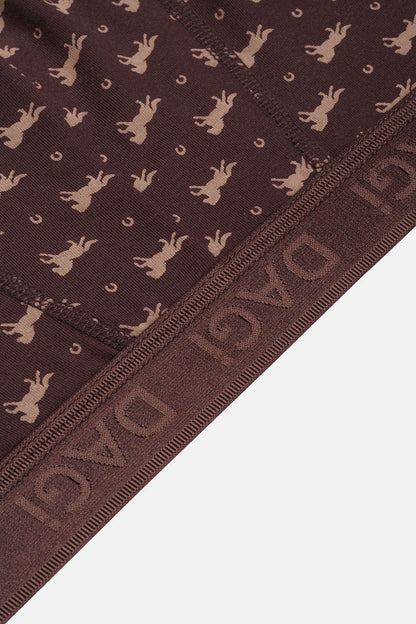 Bordo-kahve 3'lü Desenli Micro Modal Boxer