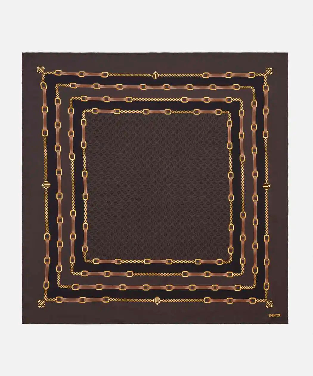 Kahverengi %100 Ipek Görsel Baskılı Monogram Eşarp I00000082045074 | Ipekyol