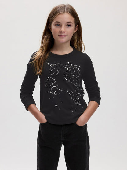 Siyah Organik Pamuk Grafikli T-shirt