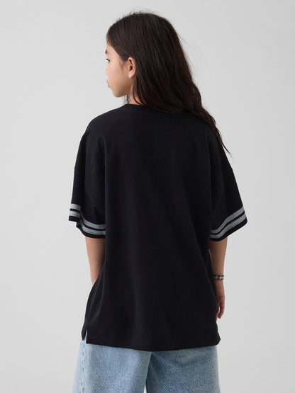 Siyah Oversized Gap Athletic Logo Jersey T-shirt
