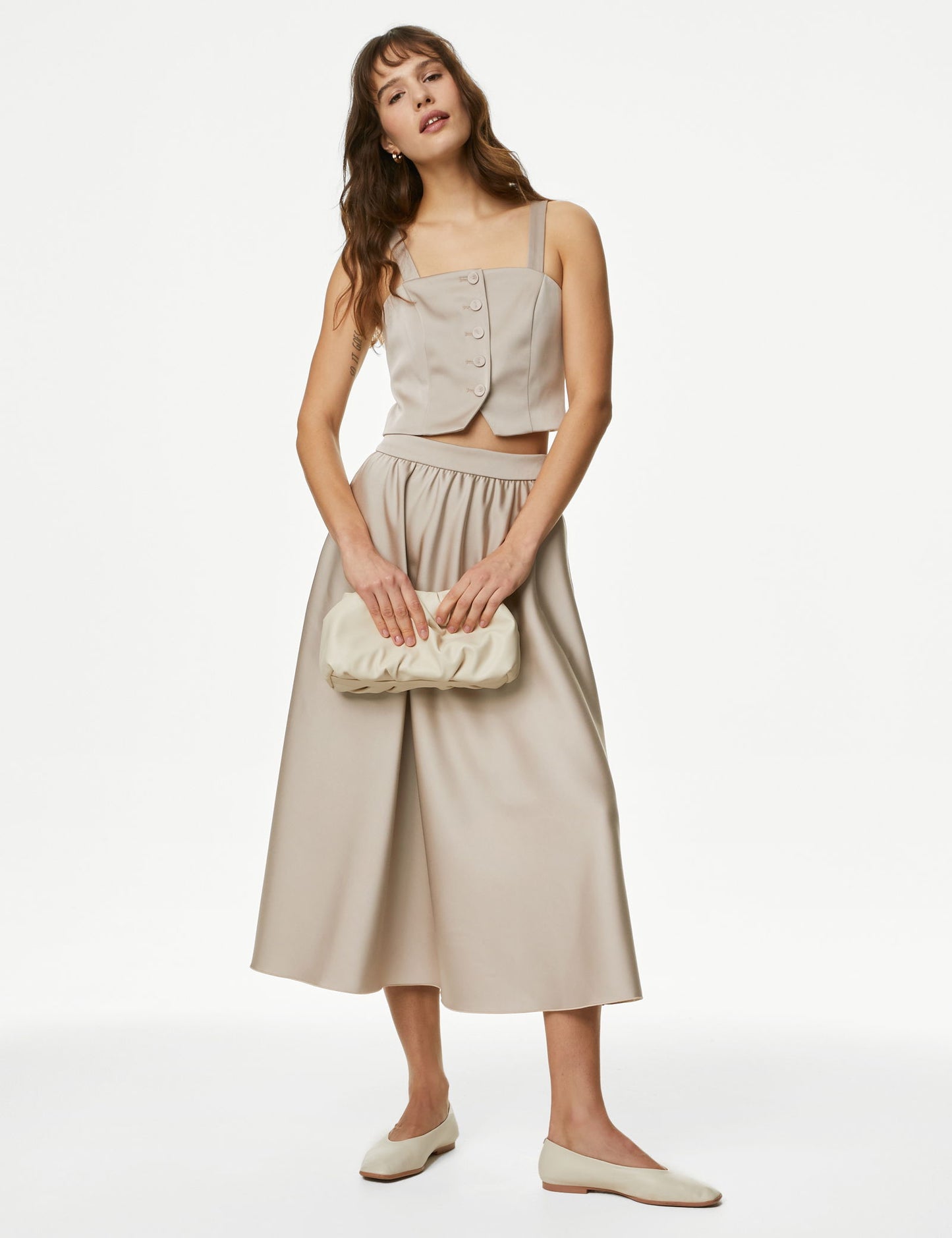 Tailored Fit Crop Saten Yelek
