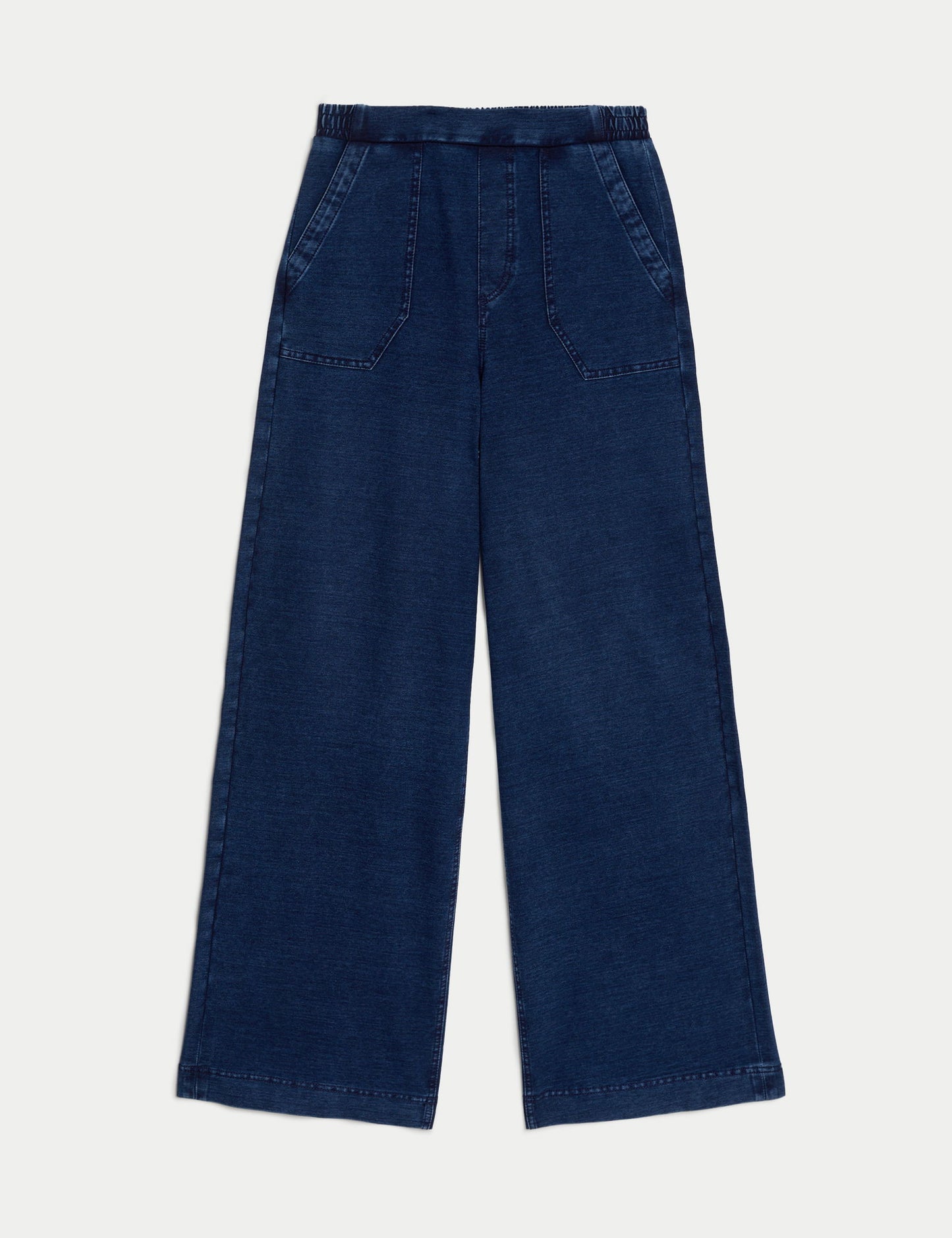 Denim Elastik Belli Wide Leg Pantolon