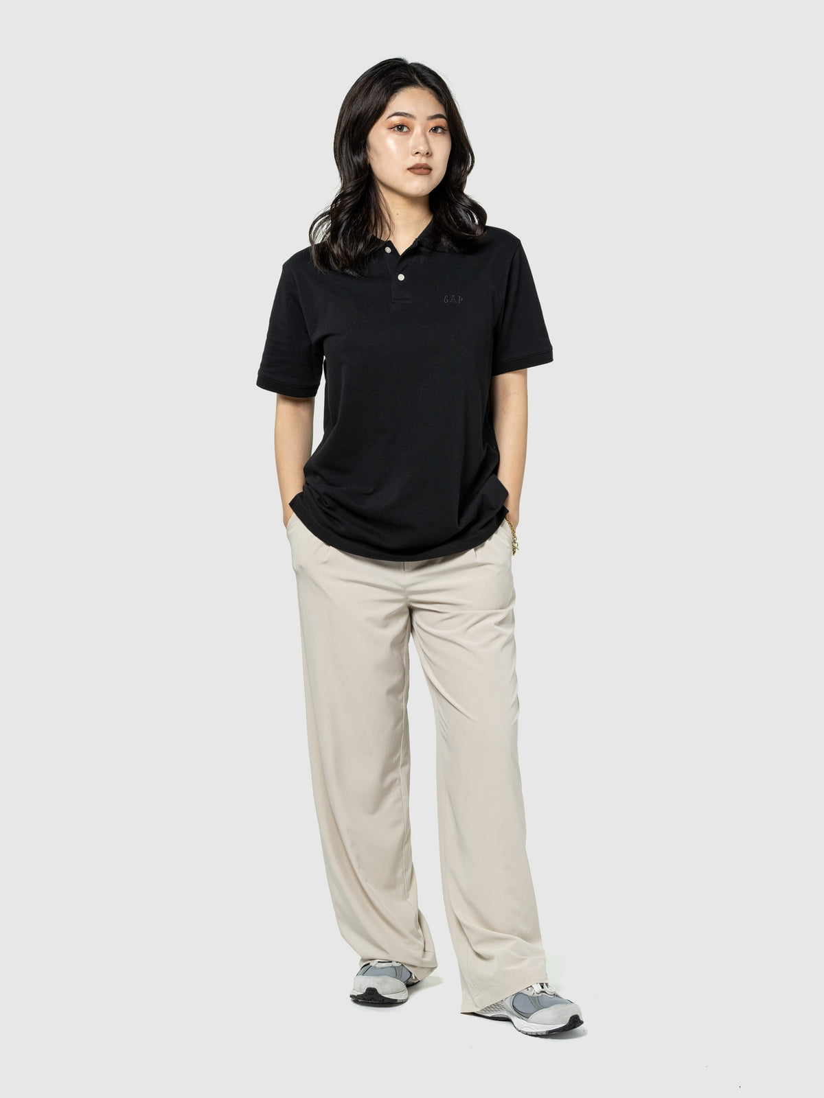 Siyah Gap Logo Piqué Polo Yaka T-shirt