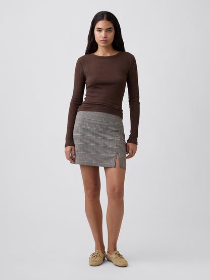 Kahverengi Essential Fitilli Pointelle T-shirt
