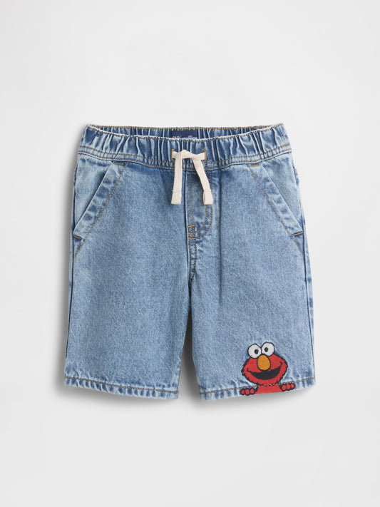 Açık Mavi Sesame Street Pull-on Loose Denim Şort