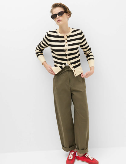 Air-yarn Çizgili Kısa Hırka