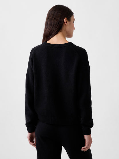 Siyah Cashsoft Oversized V-yaka Kazak
