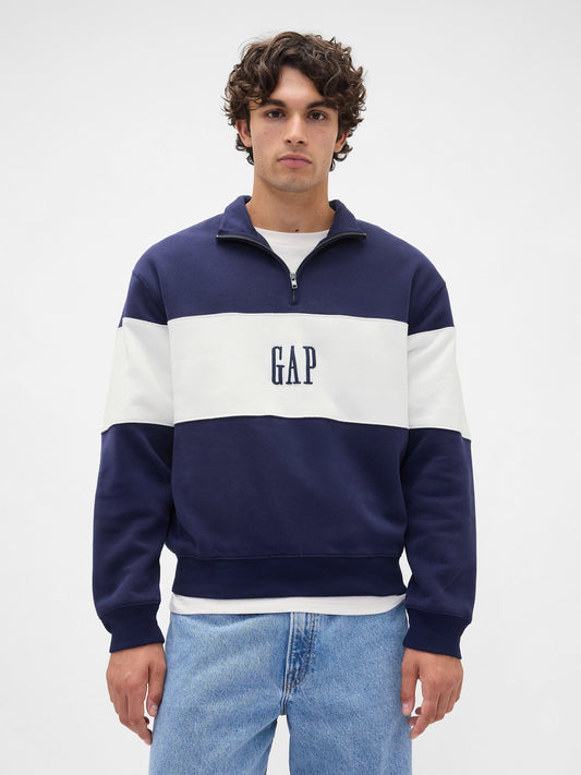 Lacivert Vintagesoft Colorblock Gap Logo Yarım Fermuarlı Sweatshirt