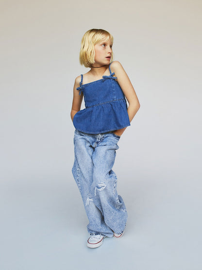 Mavi Denim Askılı Peplum Bluz