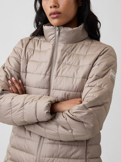 Bej Relaxed Puffer Şişme Mont