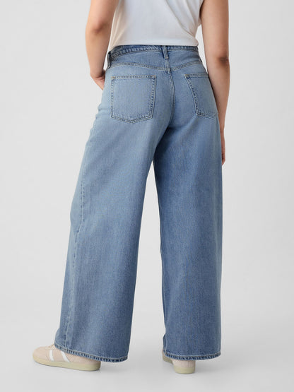 Açık Mavi Mid Rise Ultrasoft Baggy Jean Pantolon