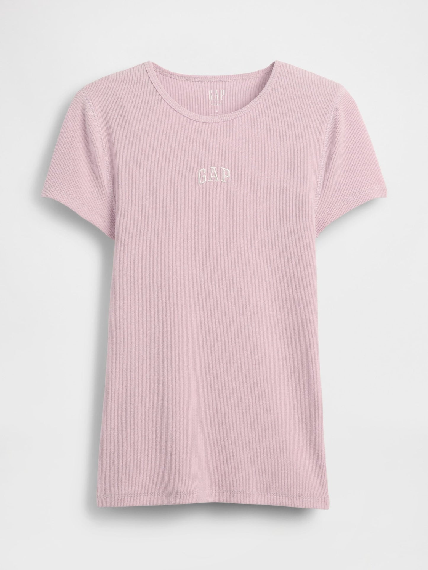 Açık Pembe Modern Fitilli Gap Logo T-shirt