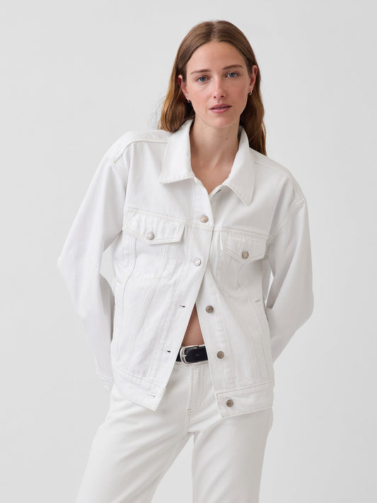 Beyaz Oversized Icon Denim Ceket