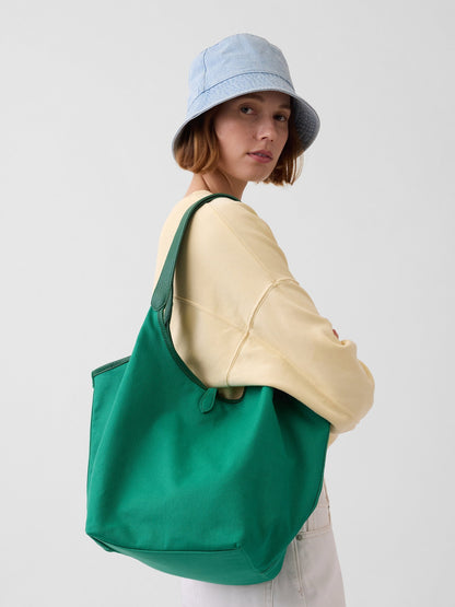 Açık Yeşil Kanvas Slouchy Tote Çanta