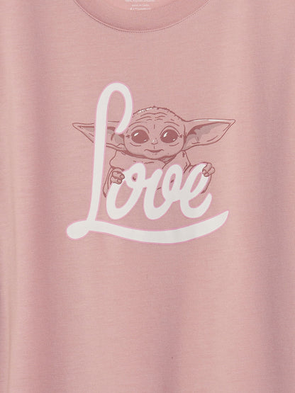 Pembe Star Wars™ Grogu Baskılı Geri Dönüştürülmüş T-shirt Elbise