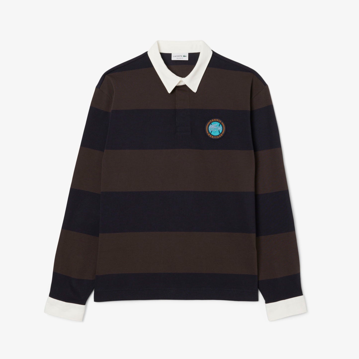 Lacoste Erkek Relaxed Fit Çizgili Koyu Mavi Rugby Polo