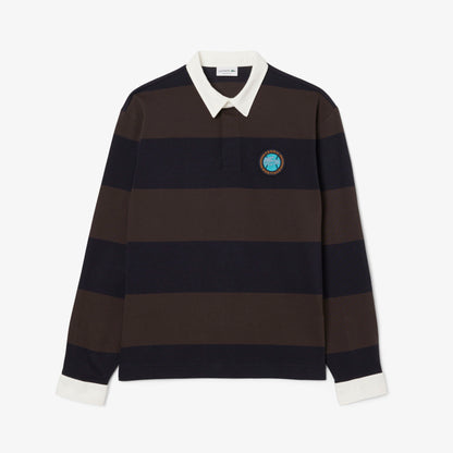 Lacoste Erkek Relaxed Fit Çizgili Koyu Mavi Rugby Polo