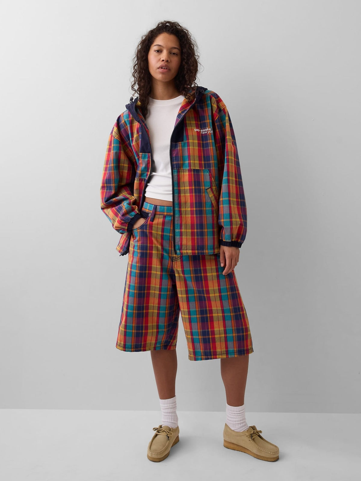 Çok Renkli Gap × Awake Ny Kareli Kanvas Baggy Şort