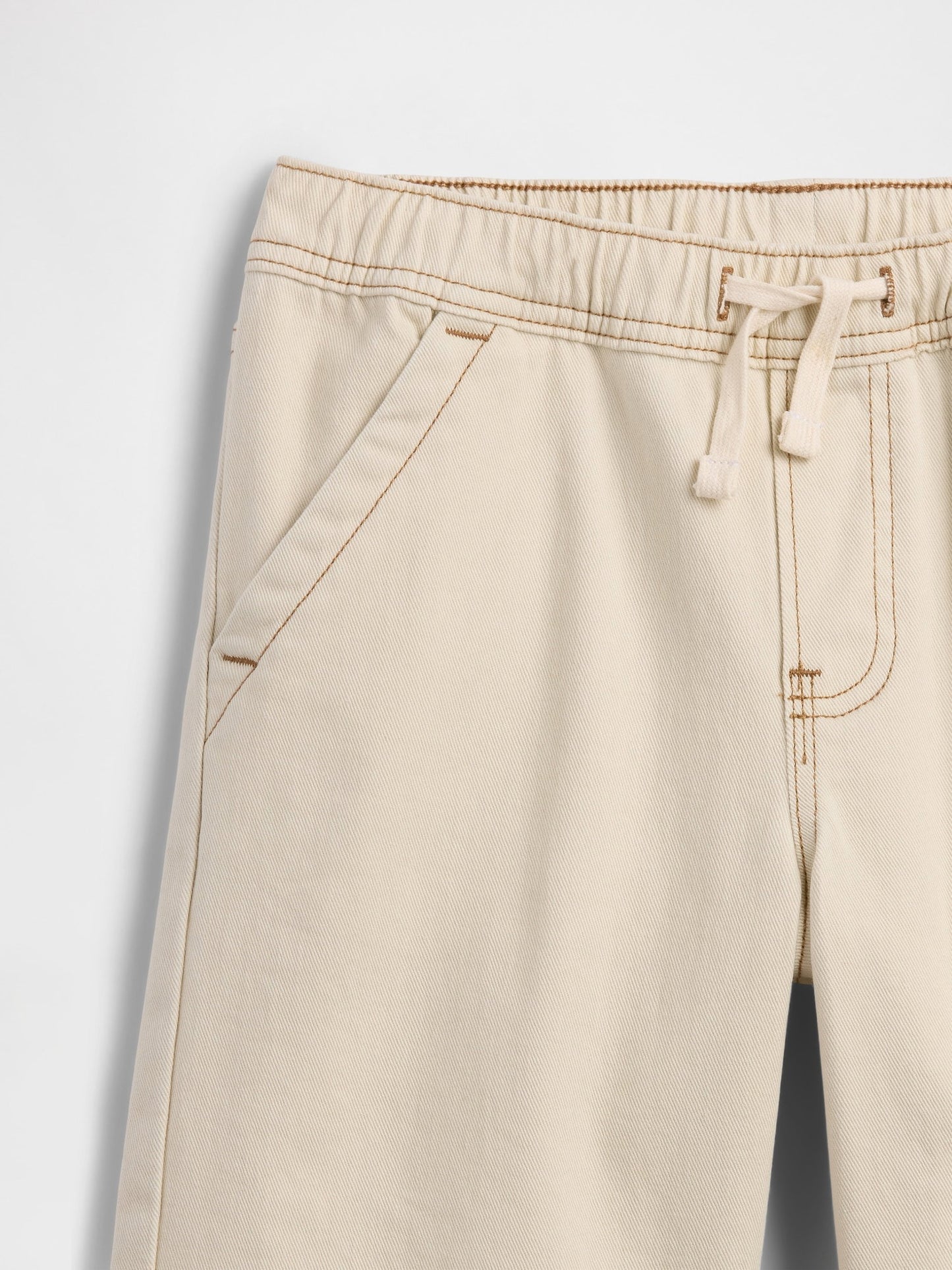 Krem Pull-on Loose Denim Şort
