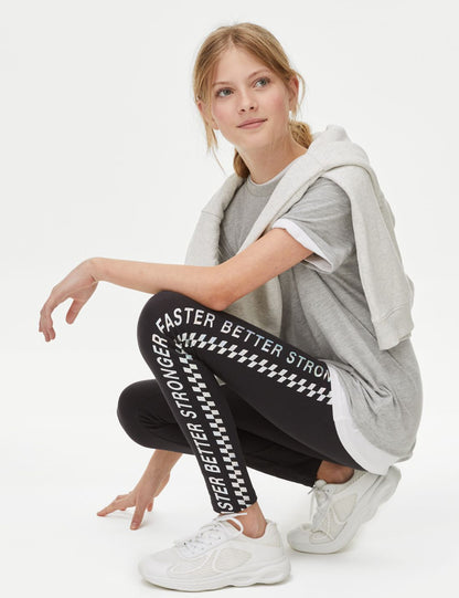 Slogan Desenli Legging Tayt (6-16 Yaş)