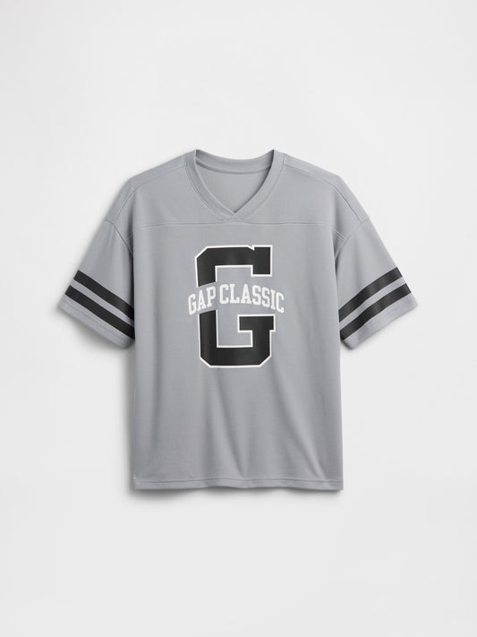 Gri Relaxed Mesh Soccer T-shirt