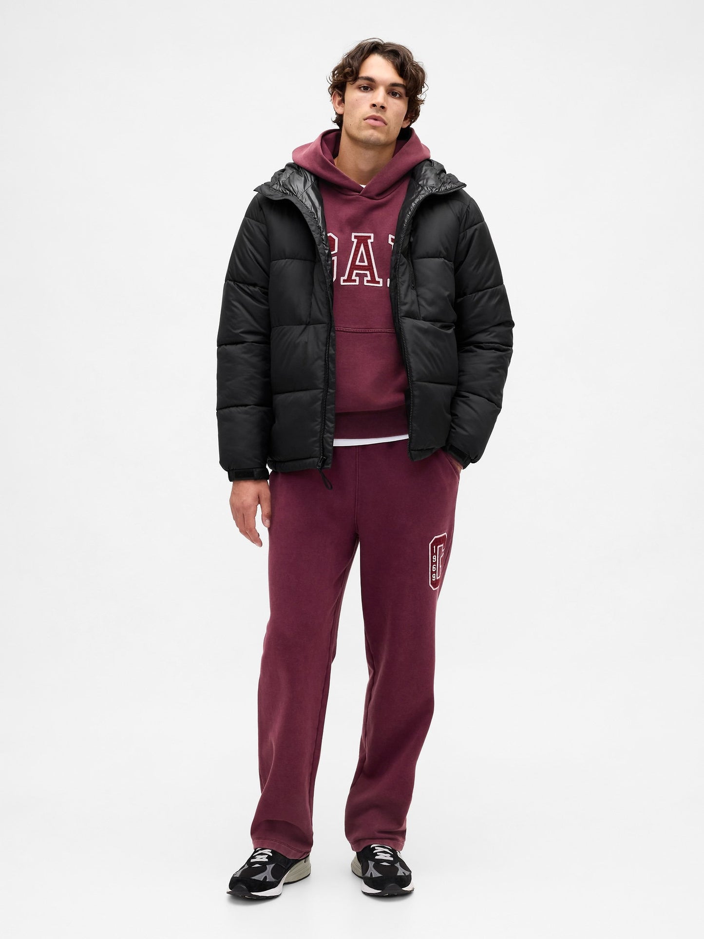 Bordo Heavyweight Relaxed Logo Pantolon