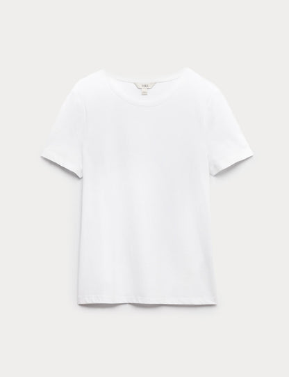 Saf Pamuklu Yuvarlak Yaka T-shirt