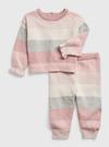 Pembe Çizgi Baskılı Outfit Takım Set