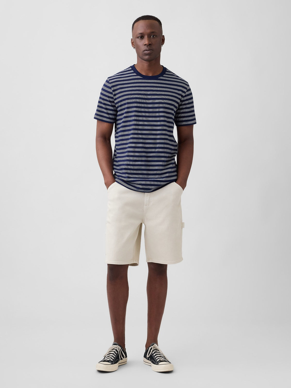 Lacivert Relaxed Bisiklet Yaka T-shirt