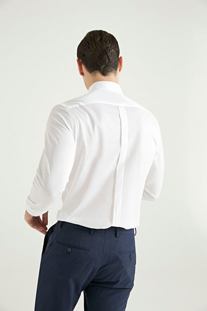 Damat Slim Fit Beyaz Armürlü Gömlek