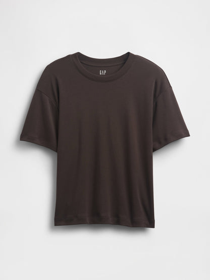 Kahverengi Supima® Pamuk Relaxed T-shirt