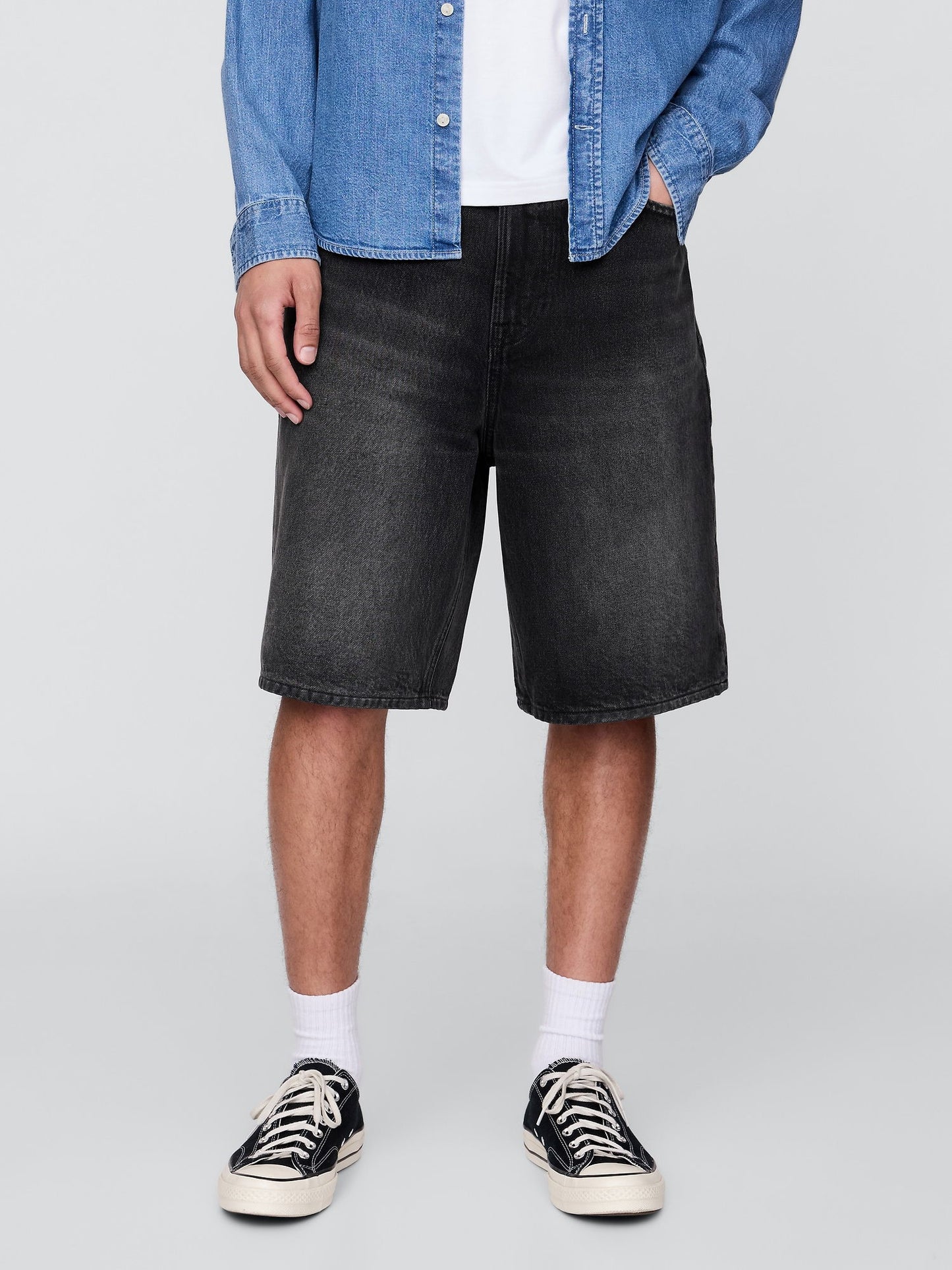 Siyah 10.5 Baggy Denim Şortlar