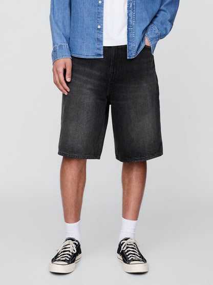 Siyah 10.5 Baggy Denim Şortlar