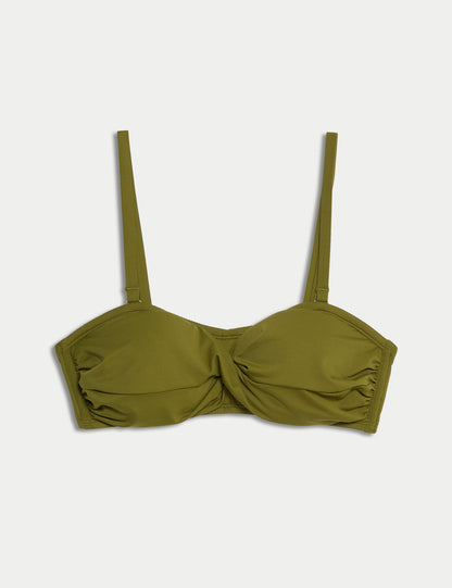 Destekli Önü Büzgülü Bandeau Bikini Üstü