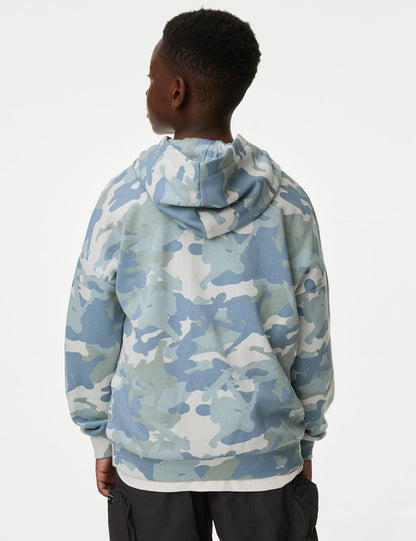 Kamuflaj Desenli Kapüşonlu Sweatshirt (6-16 Yaş)