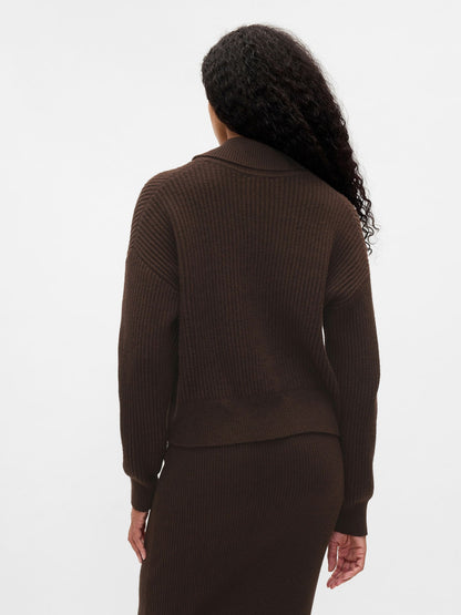 Kahverengi Cashsoft Relaxed Rib Hırka
