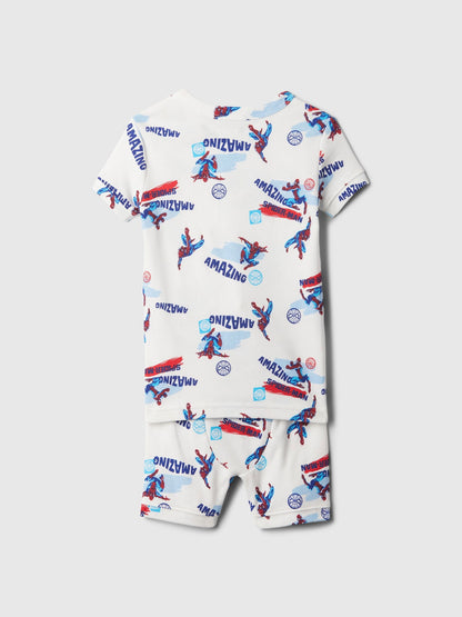 Kırık Beyaz %100 Organik Pamuk Marvel Spider-man Desenli Pijama Takımı