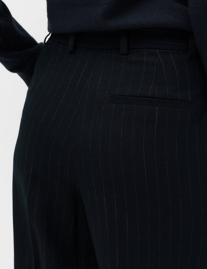 Çizgili Wide Leg Pantolon