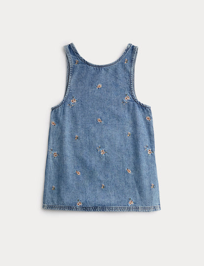 Saf Pamuklu Denim Elbise