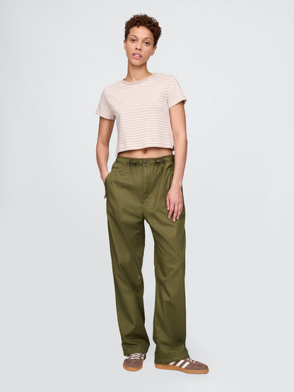 Yeşil Twill Paraşüt Baggy Pantolon