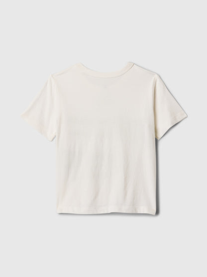 Kırık Beyaz Grafik Baskılı T-shirt