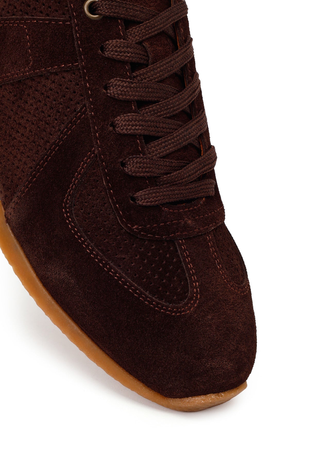 Erkek Kahverengi Bağcıklı Süet Deri Sneaker