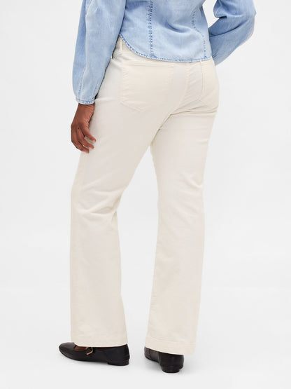 Kırık Beyaz Low Rise Corduroy Long & Lean Pantolon