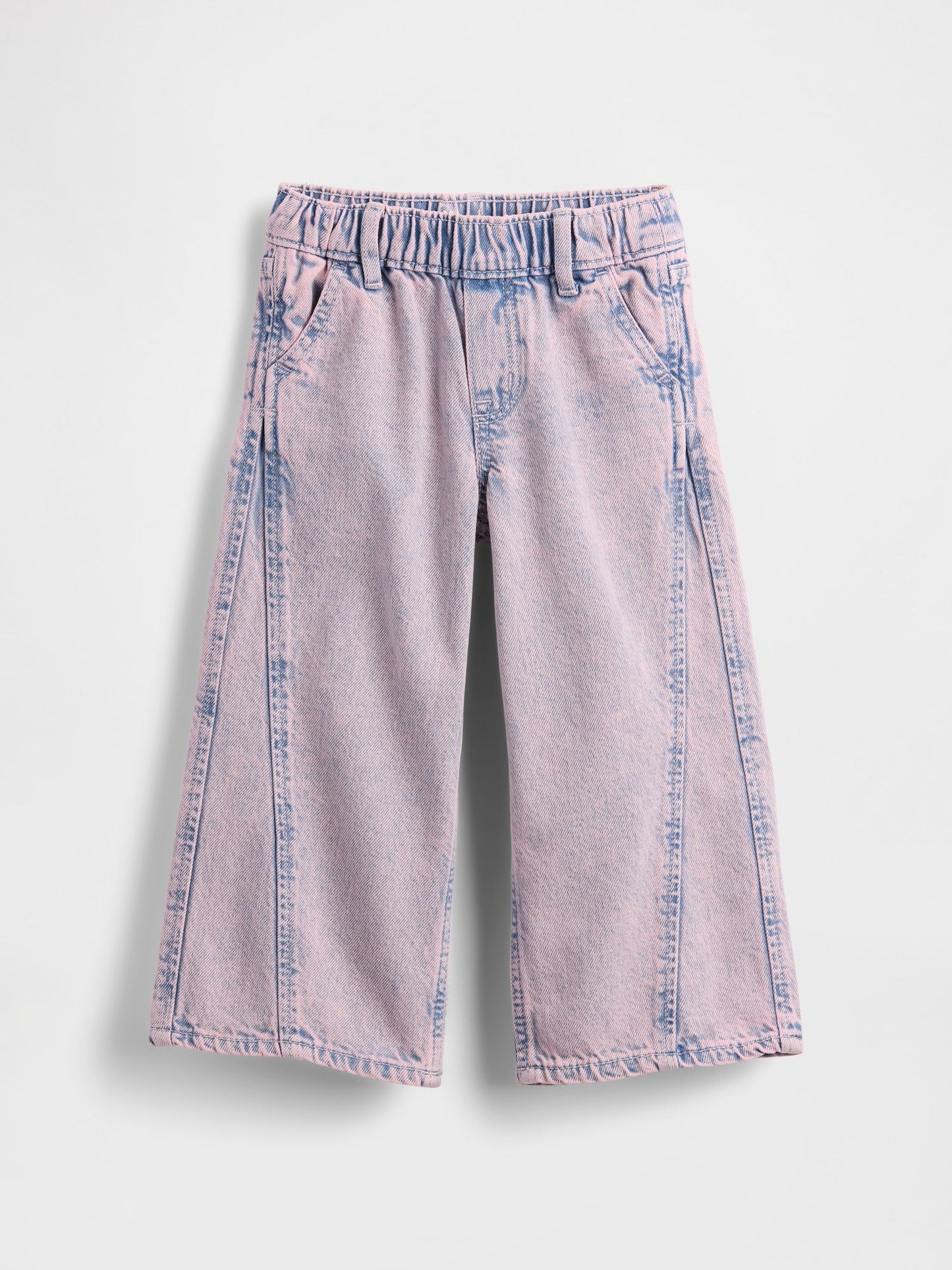 Açık Pembe Pull-on Baggy Wide-leg Jean Pantolon