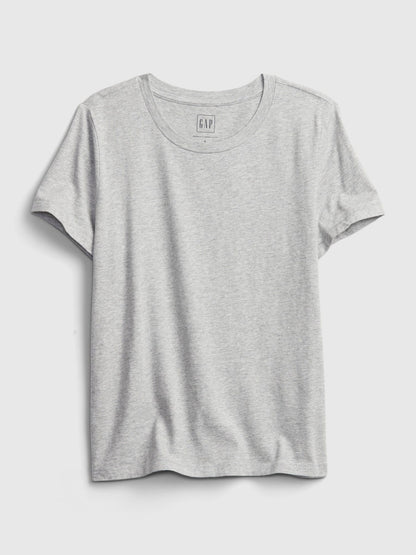 Açık Gri %100 Pamuk Vintagesoft Bisiklet Yaka T-shirt