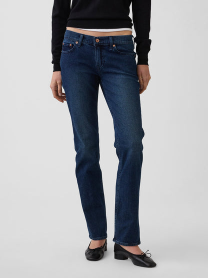 Koyu Mavi Low Rise '90s Slim Straight Jean Pantolon