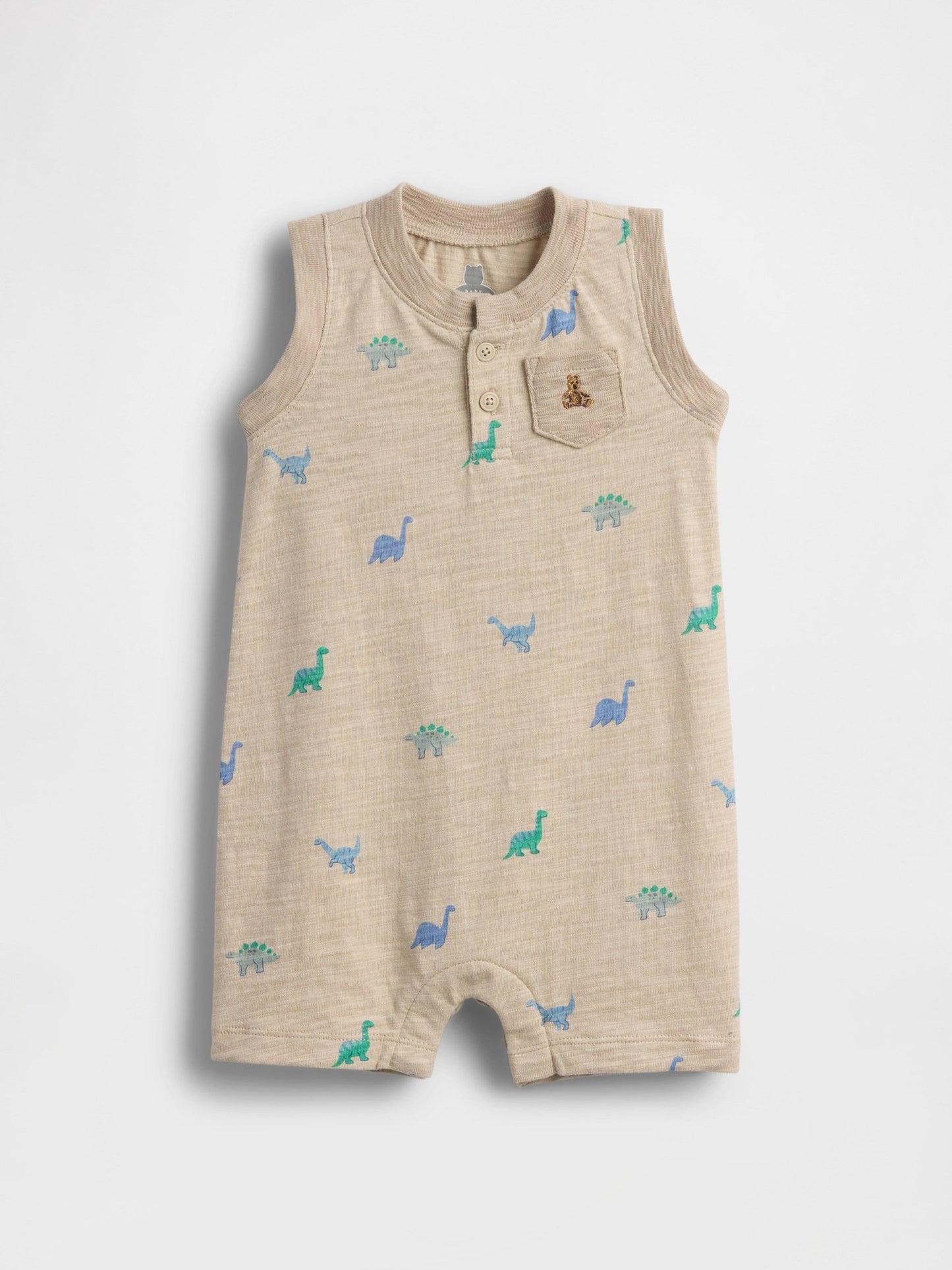Bej Organik Pamuk Henley Shorty Tulum