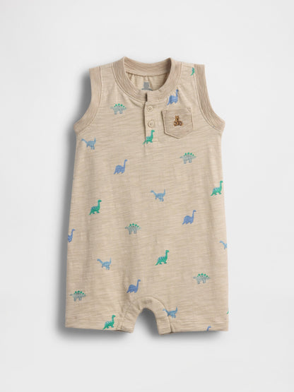 Bej Organik Pamuk Henley Shorty Tulum