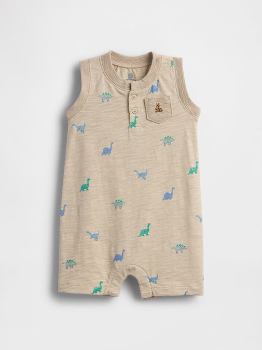 Bej Organik Pamuk Henley Shorty Tulum