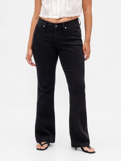 Siyah Curvy Low Rise Long & Jean Pantolon
